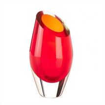 Vibrant Red Cut Art Glass Vase - $47.52