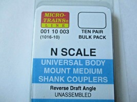 Micro-Trains Stock #00110003 (1016-10) Universal Body Mount Med Shank Couplers image 1