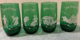 Vintage Anchor Hocking Green Drinking Glasses Set Of 4 - $19.79
