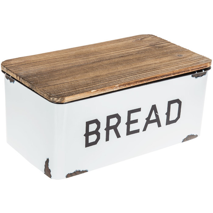 Country Kitchen Bread Box Farmhouse Style Vintage White Enamel Food