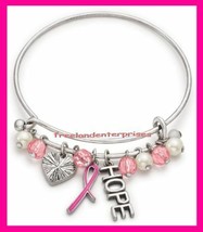 Breast Cancer Crusade Charm Bracelet ~ Pink & Silvertone ~ NEW Boxed~Great Gift~ - $11.83