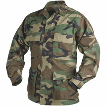 Us Army Bdu Woodland Combat Jacket W/ Patches On Sleeve Large Short Ld 88 - $40.06