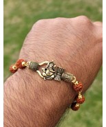 Rudraksh Mala Natural beads Evil Eye Protection Lucky Lord Ganesh Bracel... - $14.89
