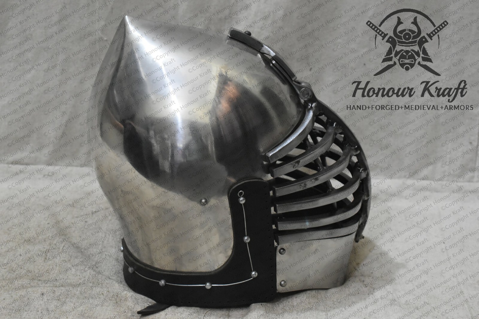 Medieval Steel combat buhurt Helmet Wolf rib and similar items