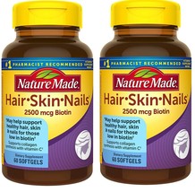 Nature Made Hair, Skin & Nails 2500 mcg Gummies  60 Ct(pack of 2)Total 120 s gel - $29.69