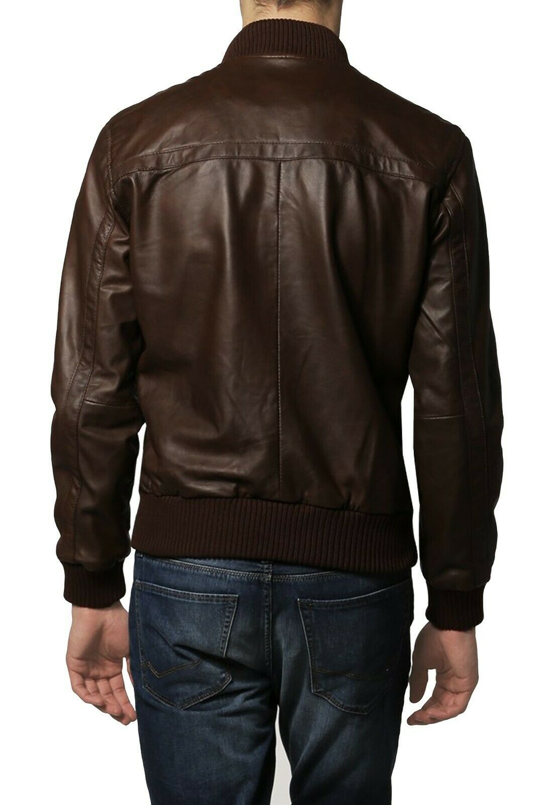 Mens Brown Lambskin Leather jacket Bomber Size XS S M L XL XXL 3XL ...