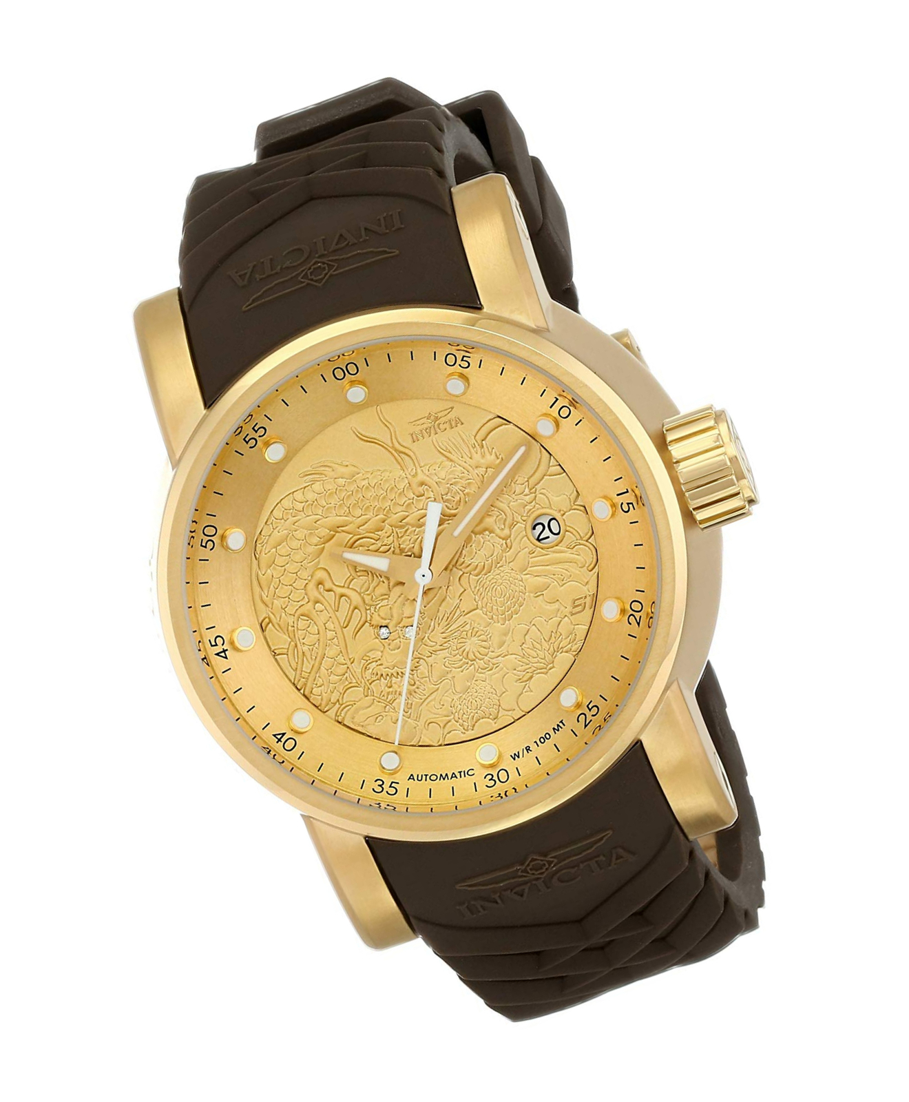 Invicta Mens 12790 S1 Rally Yakuza Automatic Goldtone And Brown Rubber Watch - Parts & Accessories