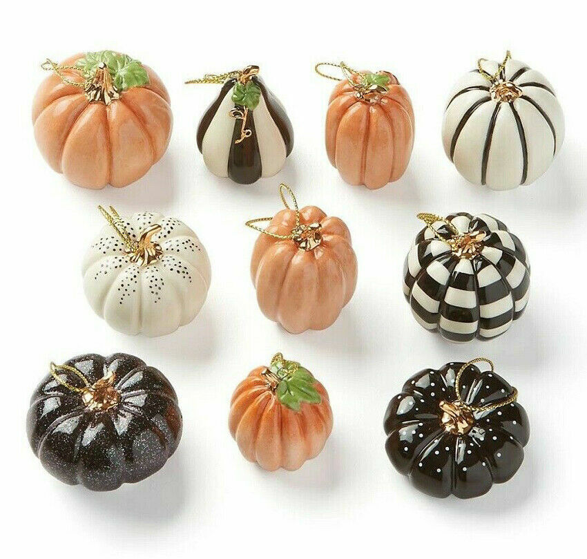 Lenox Halloween Mini Pumpkin Tree Ornaments Set Of 10 Miniature Ghords NEW