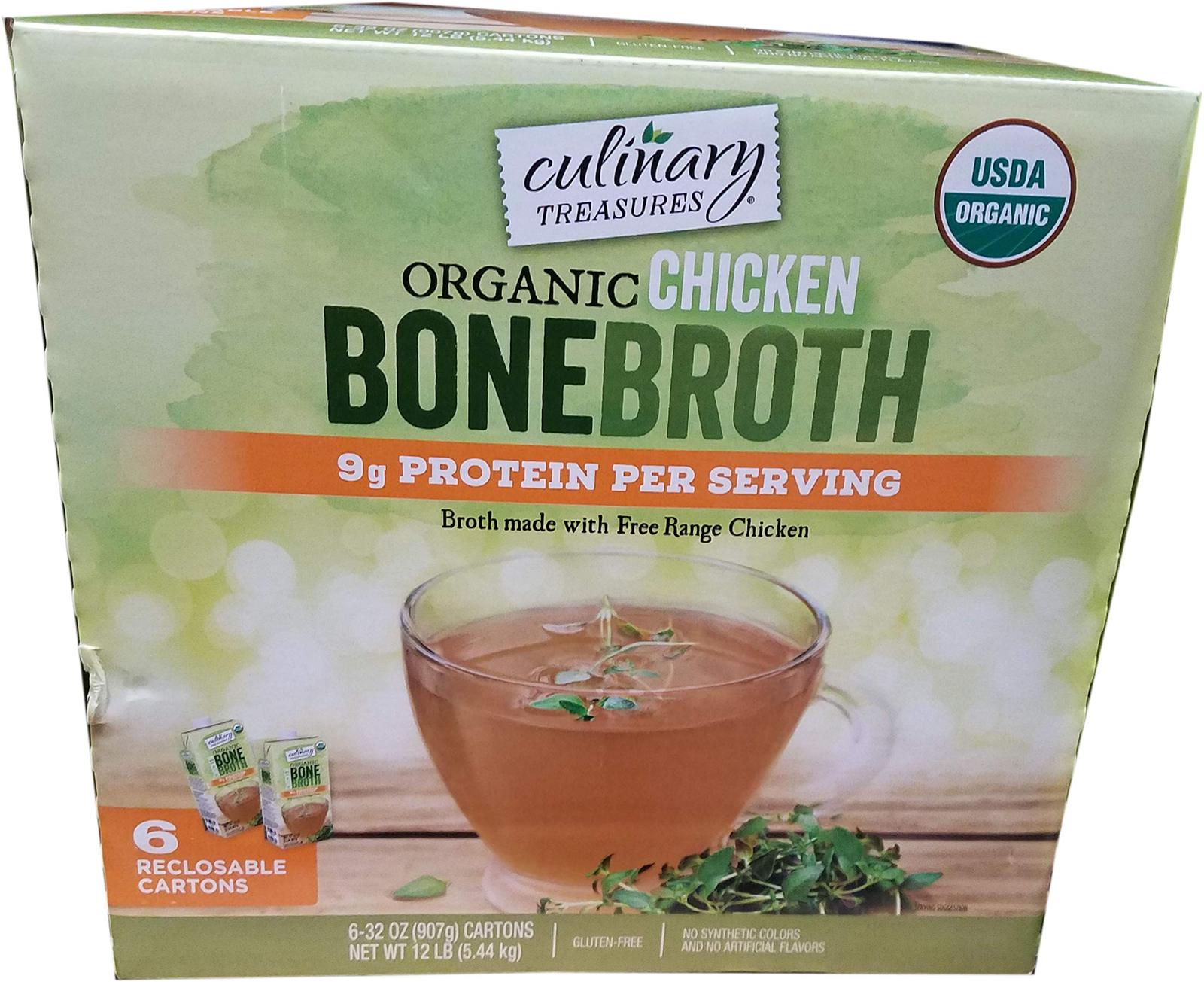 Culinary Treasures Organic Bone Broth (6/32 Ounce) Wt 12 LBS), 12