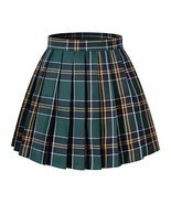 Girl&#39;s School Uniform Plaid Pleated Costumes Skirts (M, Dark Green Mixed... - $19.79