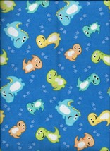 New Comfy Flannel Print Baby Dinosaurs &amp; Foot Prints Fabric by the Half ... - $3.96