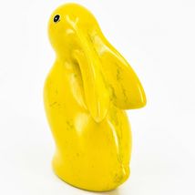 Hand Carved Kisii Soapstone Yellow Easter Bunny Rabbit Figurine Made in Kenya image 3