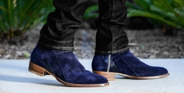NEW Handmade Men navy blue Jodhpurs boot, Men side zipper ankle boot, Mens boot