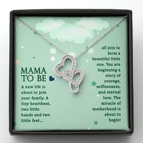 Express Your Love Gifts Mama-to-Be A New Life Double Hearts Necklace Message Car