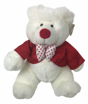 Plush Creations Christmas White Teddy Polar 14” Plush Bear Red Satin Jacket - $25.00