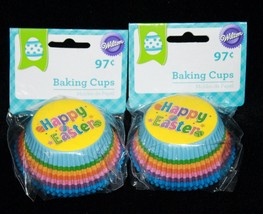 100 Wilton Cupcake Standard Liners Happy Easter Rainbow Baking Cups Spring Party - $2.75