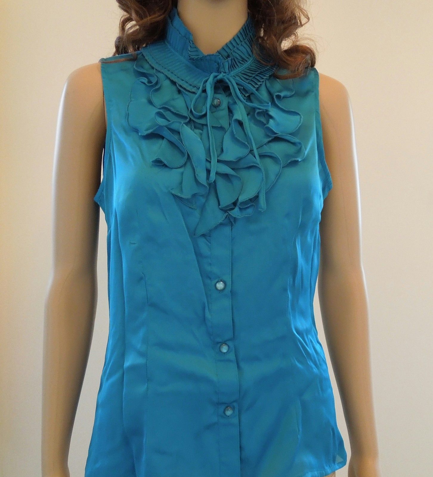 Allura Charmeuse Satiny Sleeveless Aqua Blue Blouse Misses LG - Tops ...