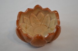 Fenton Lotus Leaf Votive Candle Holder Chocolate/Cameo Glass - $14.85