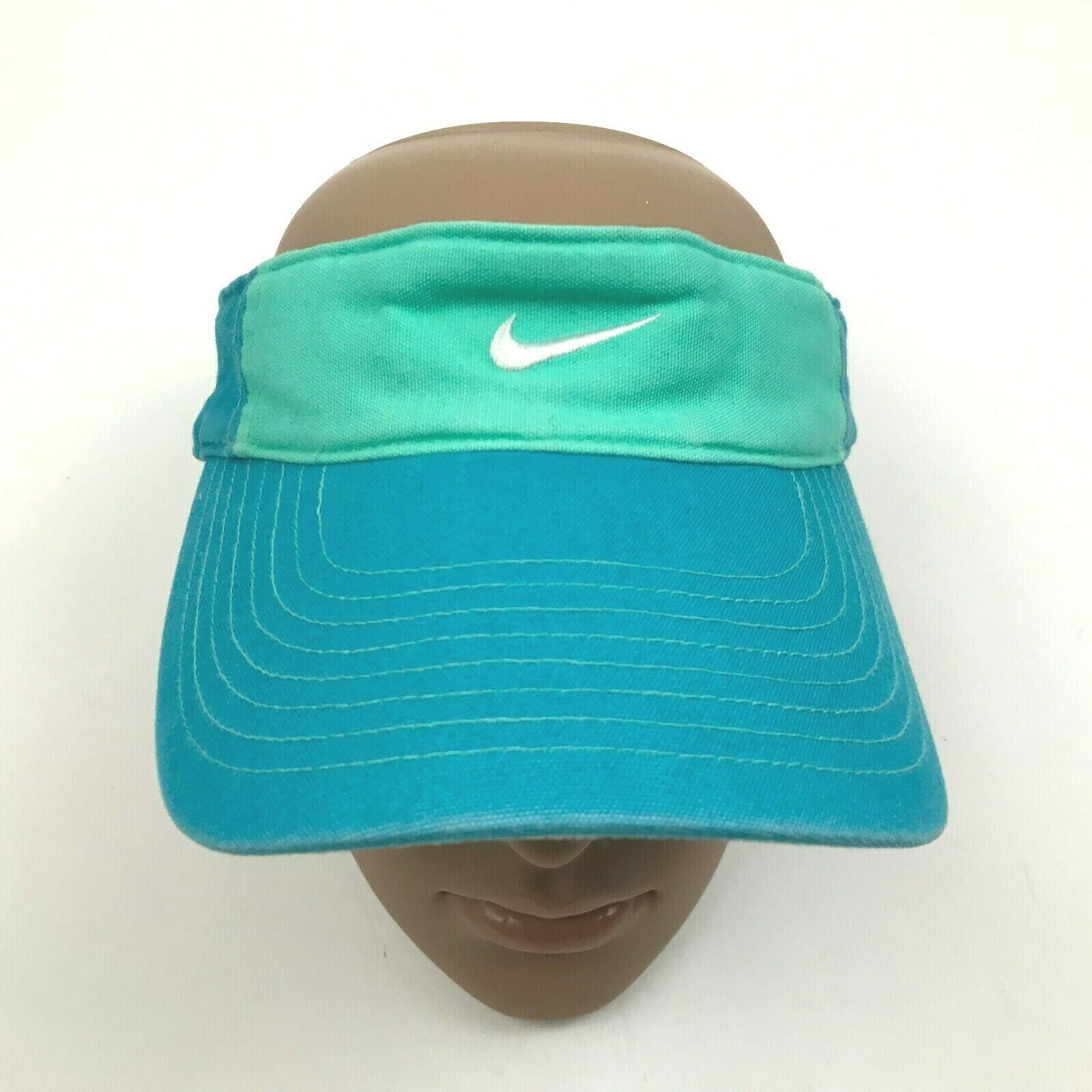 Nike Womens Visor Aqua Blue Stretch Fit Swoosh Logo 1 Size Curved Bill ...