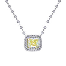 5.82 Carat Fancy Yellow Radiant Cut Diamond Necklace in Platinum - $41,580.00