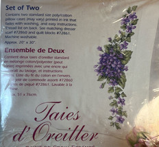 Dimensions Pretty Violets Stamped Cross Stitch Pillow Cases 72857 Set of... - $10.58
