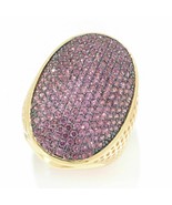 SS Gold Plate 3.94ctw Rhodolite Pave Set Oval Ring - $129.99