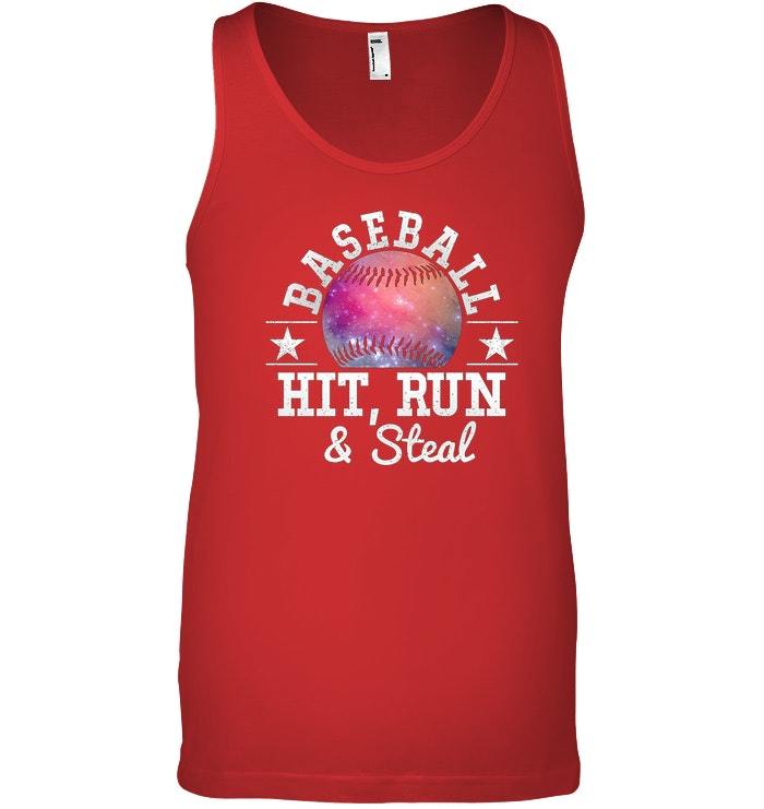 Hit Run and Steal Funny Baseball Player Tank Top - T-Shirts