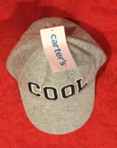 Carter's Infant "COOL" Gray Ball Cap Blue Letter Patch Stretch Back 12-24Mo New - $13.99
