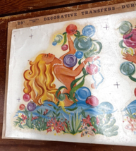 Vintage Mermaid w Bubbles Pearls Coral Decals &amp; Transfers 6 x 6  1 is cr... - $12.38