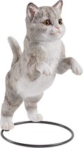 Hand-Painted Pouncing Cat Resin Garden Statue - $43.30