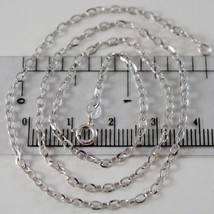 18K WHITE GOLD CHAIN MINI 2 MM ROLO OVAL MIRROR LINK 19.70 INCHES MADE IN ITALY image 1