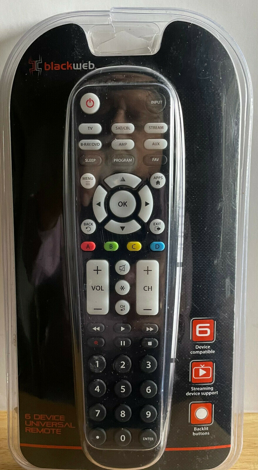 6 Device Universal Remote TV VCR DVD SOUND SYSTEM DTV ETC. Blackweb Remote Controls