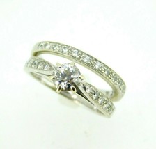 14k White Gold Genuine Natural Diamond Engagement Wedding Ring Set 1ct (#J2663) - £1,459.94 GBP