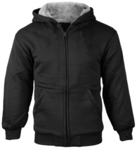 Boys Kids Toddler Sherpa Fleece Hoodie Black Sweater Jacket w/ Defect - M