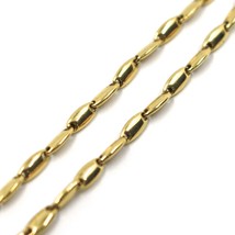 18K YELLOW GOLD CHAIN NECKLACE ALTERNATE ROUNDED OVAL RICE TUBE LINKS, 50cm 20" image 1