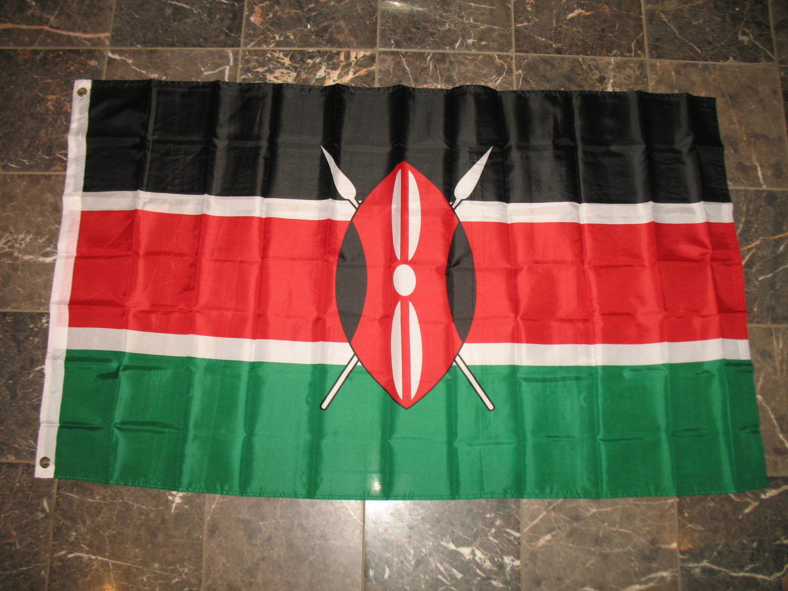 3x5 Kenya African Shield Spears Maasai Swahili Flag 3'x5' Banner Brass