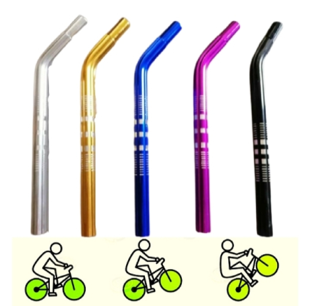 Bike Seat Post With Support, Steel Lay Back BMX Bicycle Seat Post W/ Support, Multiple Sizes Silver (27.2 X 350mm