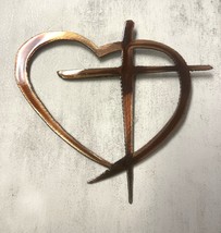 Heart & Cross Large - Metal Wall Art - Copper and Bronzed Plated 24" - $66.49