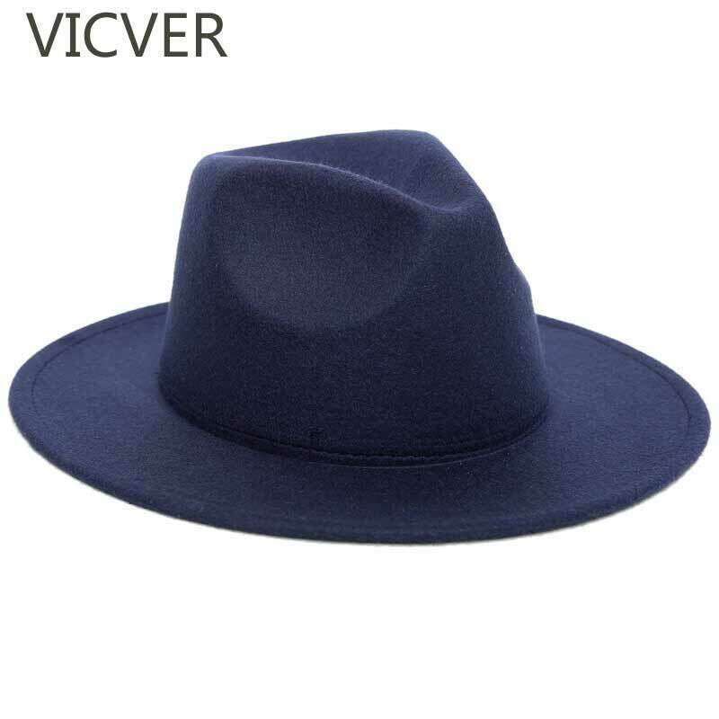 ZENGCAI® Spring Women Felt Hat Mens Wide Brim Fedora Hats British Style