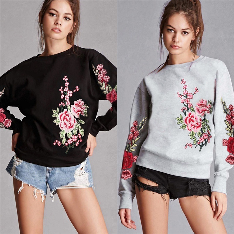 Spring/autumn/winter Ladies Womens Girls Floral Print Sweatshirt Long Sleeve Jum