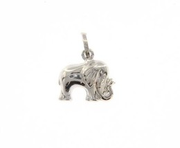 18K White Gold Rounded Elephant Pendant Charm 17 Mm Smooth Bright Made In Italy - $131.26