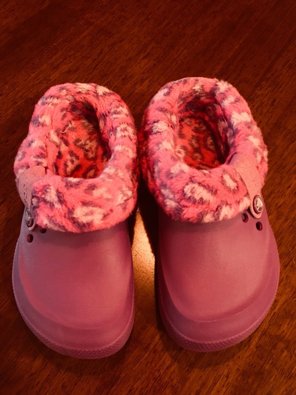 CROCS Purple Lined with Pink SNAP IN WASHABLE in furry inserts Size ...