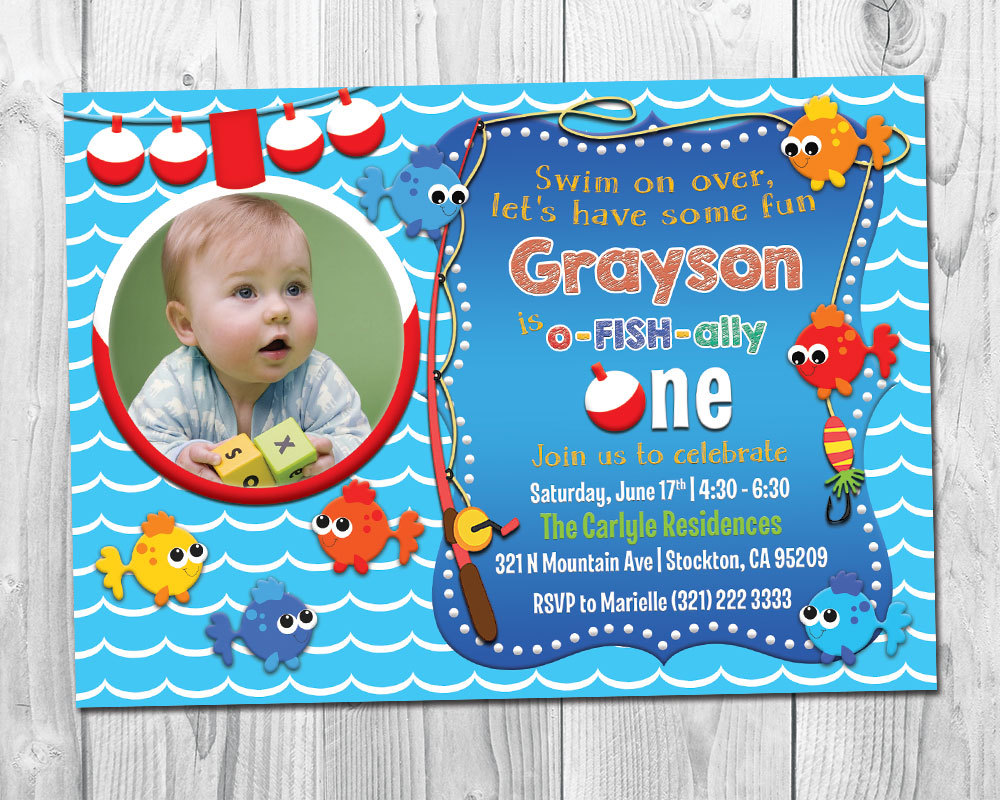 Fishing Photo Birthday Invitation / O-Fish-Ally One Invitation ...