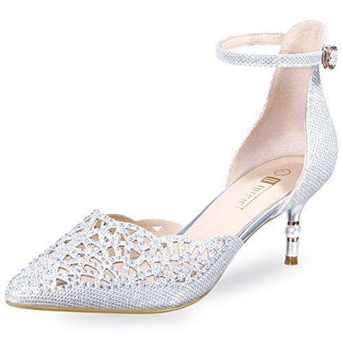 IDIFU Women's IN2 Candice Rhinestones Sequins Mid Heels Stiletto ...