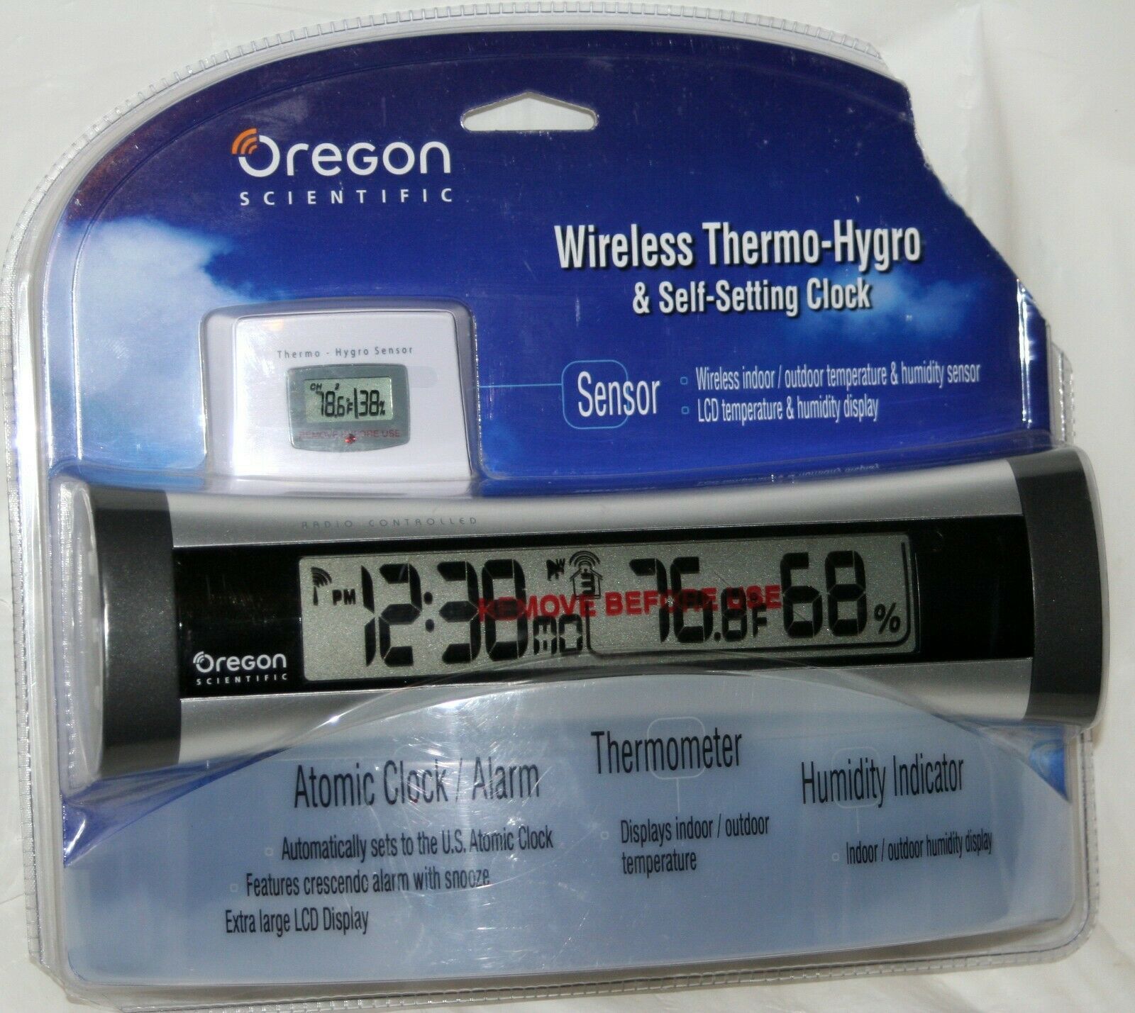 Oregon Scientific Wireless Thermo Hygro Atomic Clock Thermometer Humidity Thermometers