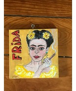 Original Artist Signed Small Oil Painting of FRIDA Cigar Smoking Black Haired La - $14.89
