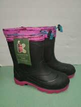 kamik rain boots black/pink Women's Size 6 P7459 - $39.59