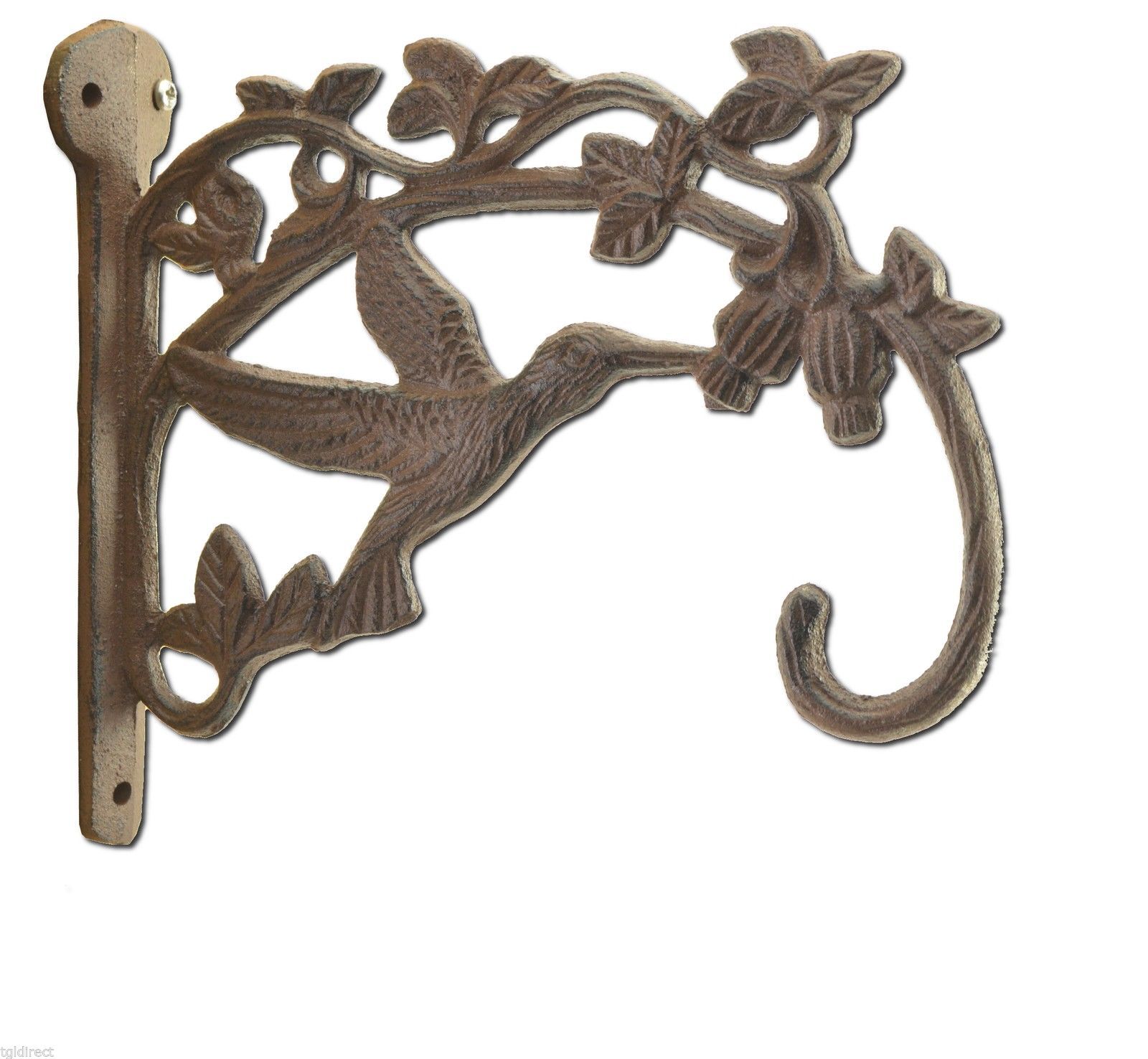Birds In Tree Decorative Plant Hanger Cast Iron Flower Basket Hook 7.625/" Deep