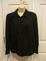 NWT $40 Worthington FITTED RUCHED  BLACK LONG sleeve TUNIC top size MEDIUM - $19.79