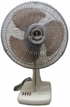 Vintage Sanyo 3 Speed Brown Oscillating Electric Fan Quiet CLEAN EF-12SP-1